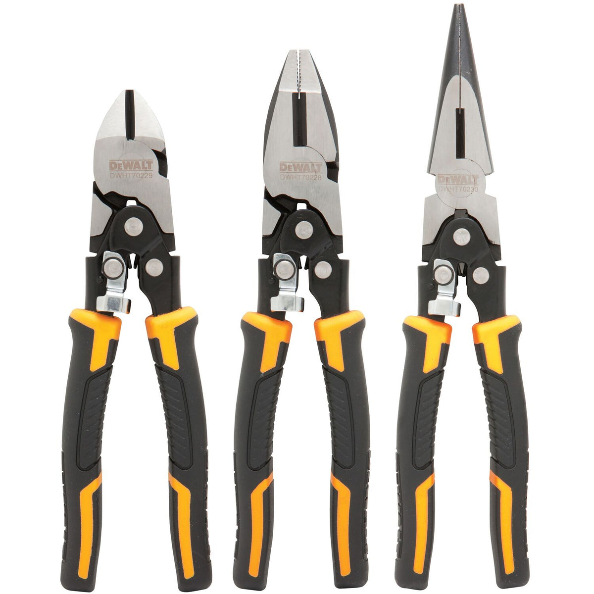 Set 3 pinze Compound Action con meccanismo a doppia leva che incrementa la capacità di taglio del DeWALT DWHT0-70276