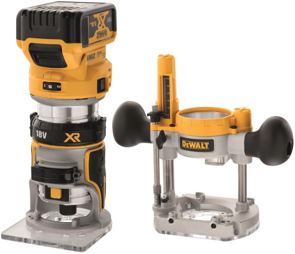 Elettrofresatrice ad affondamento con adattatore per base fissa 18V XR Brushless - 2 x 5.0Ah DeWALT DCW604P2-QW