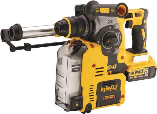 DeWALT DCH275P2-QW - TASSELLATORI SDS PLUS 18V BRUSHLESS 24mm + SISTEMA ESTRAZIONE POLVERI DeWALT