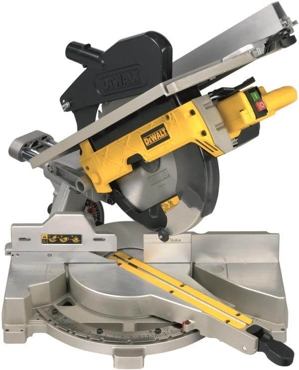 troncatrice pianetto DeWALT 305mm 1500W con motore induzione e capacità di taglio versatile.