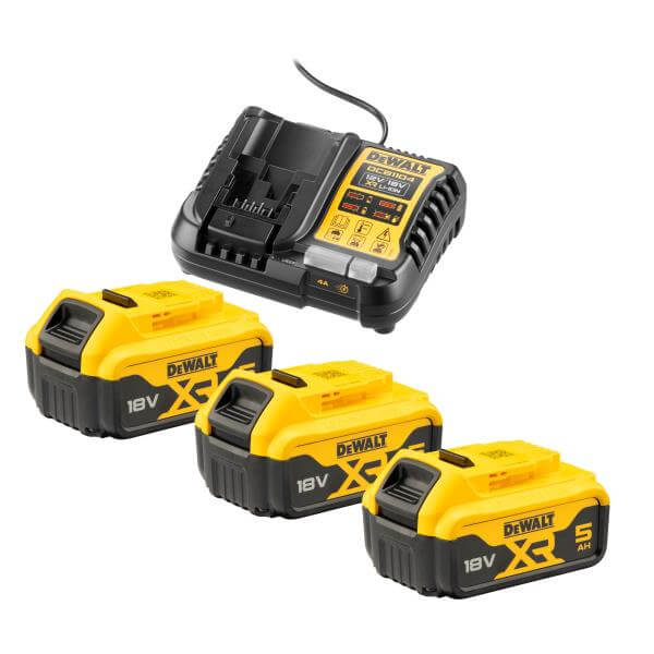 DeWALT DCB1104P3-QW - KIT 3 batterie XR 18V 5Ah + caricabatteria DeWALT