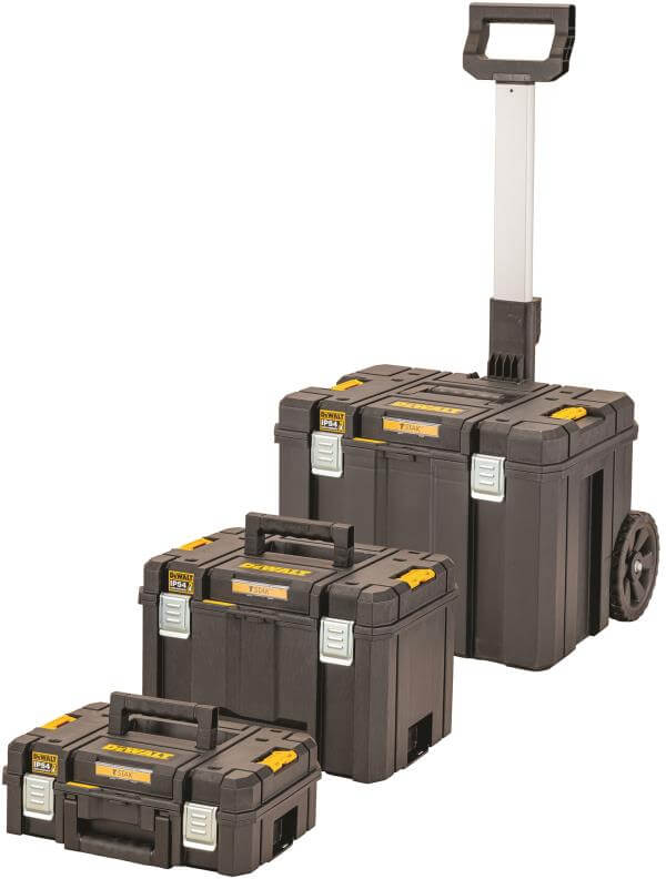contenitori utensili DeWALT TSTAK - combinazione di scatole porta attrezzi con ruote.