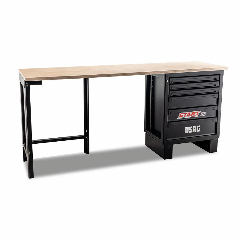 Banco da lavoro con cassettiera e montante - pianale in legno 516 SA/BC2L USAG U05160323