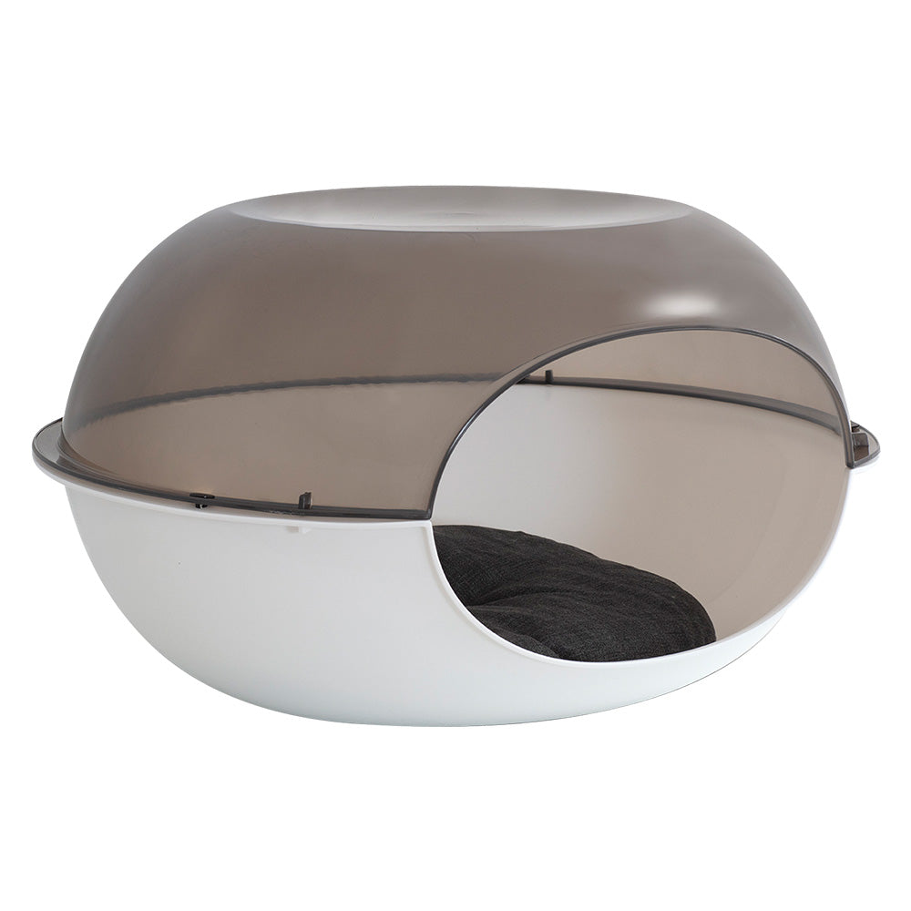 MP BERGAMO S.R.L. CUCCIA CON CUSCINO 'LUNA' bianco / fumè - cm 57 x 48 x h. 31