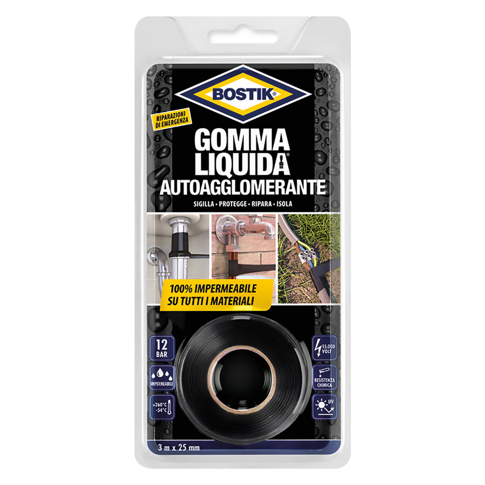 BOSTIK GOMMA LIQUIDA NASTRO AUTOAGGLOMERANTE mm 25 x 3 mt