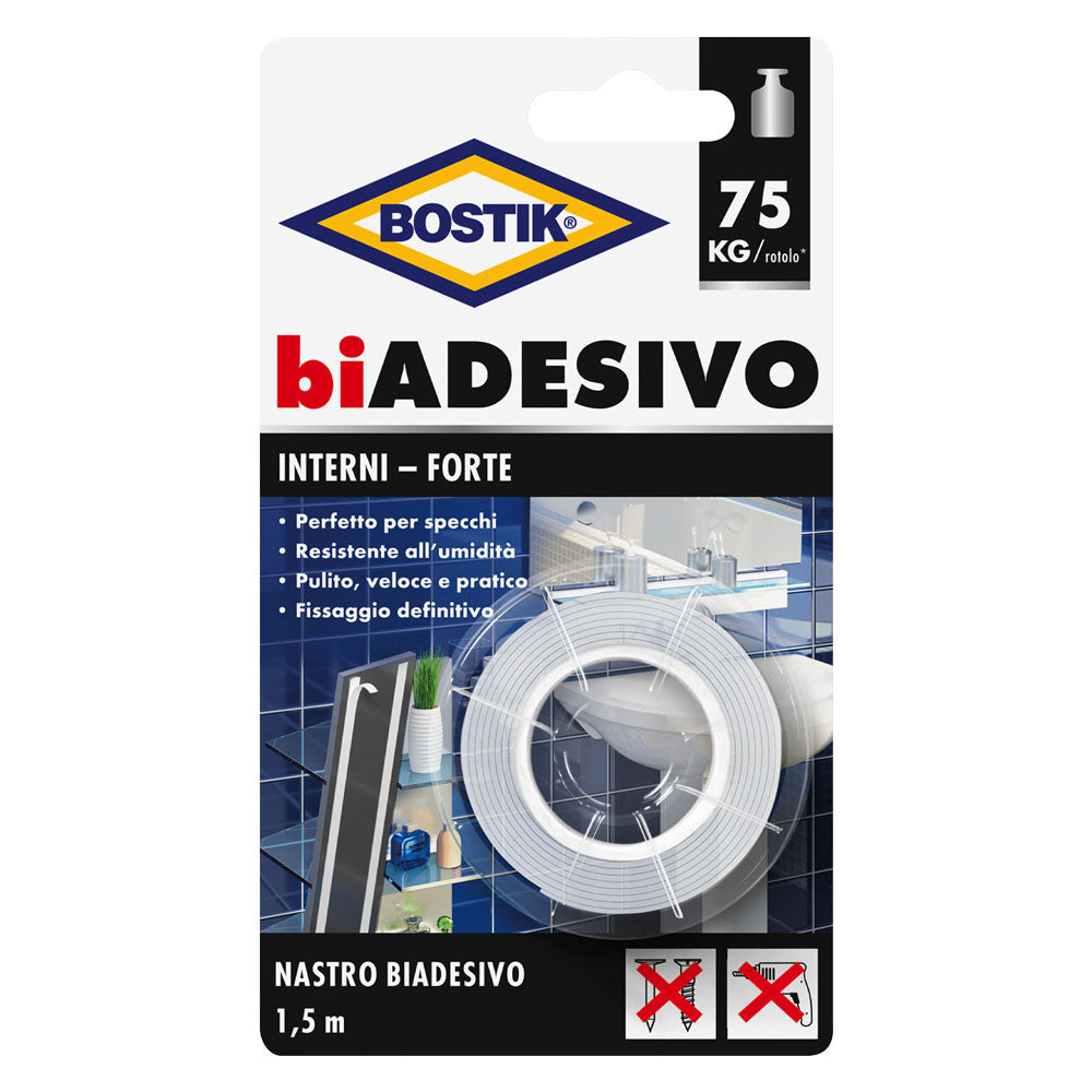 BOSTIK NASTRO BIADESIVO IN SCHIUMA PER INTERNI mm. 19 x 1,5 mt