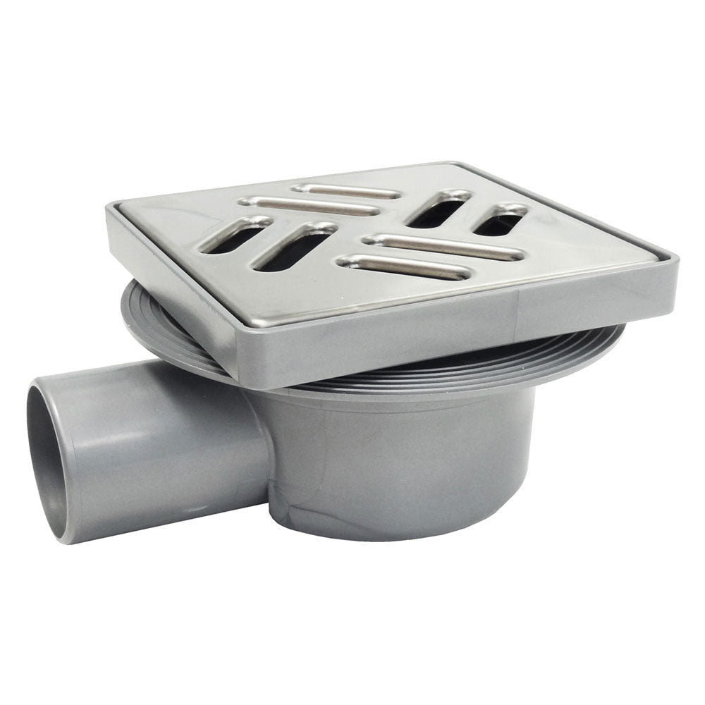 CHIUSINO SIFONATO REGOLABILE GRIGLIA ACCIAIO cm 11 x 11 x h. 7 - attacco Ø40 mm