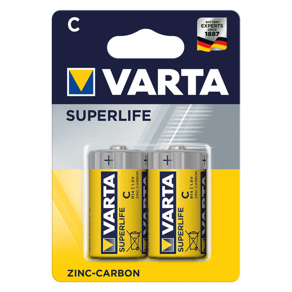 VARTA PILA MEZZA TORCIA SUPERFLIFE 'R14P' Pz 2 - 1,5 V - C