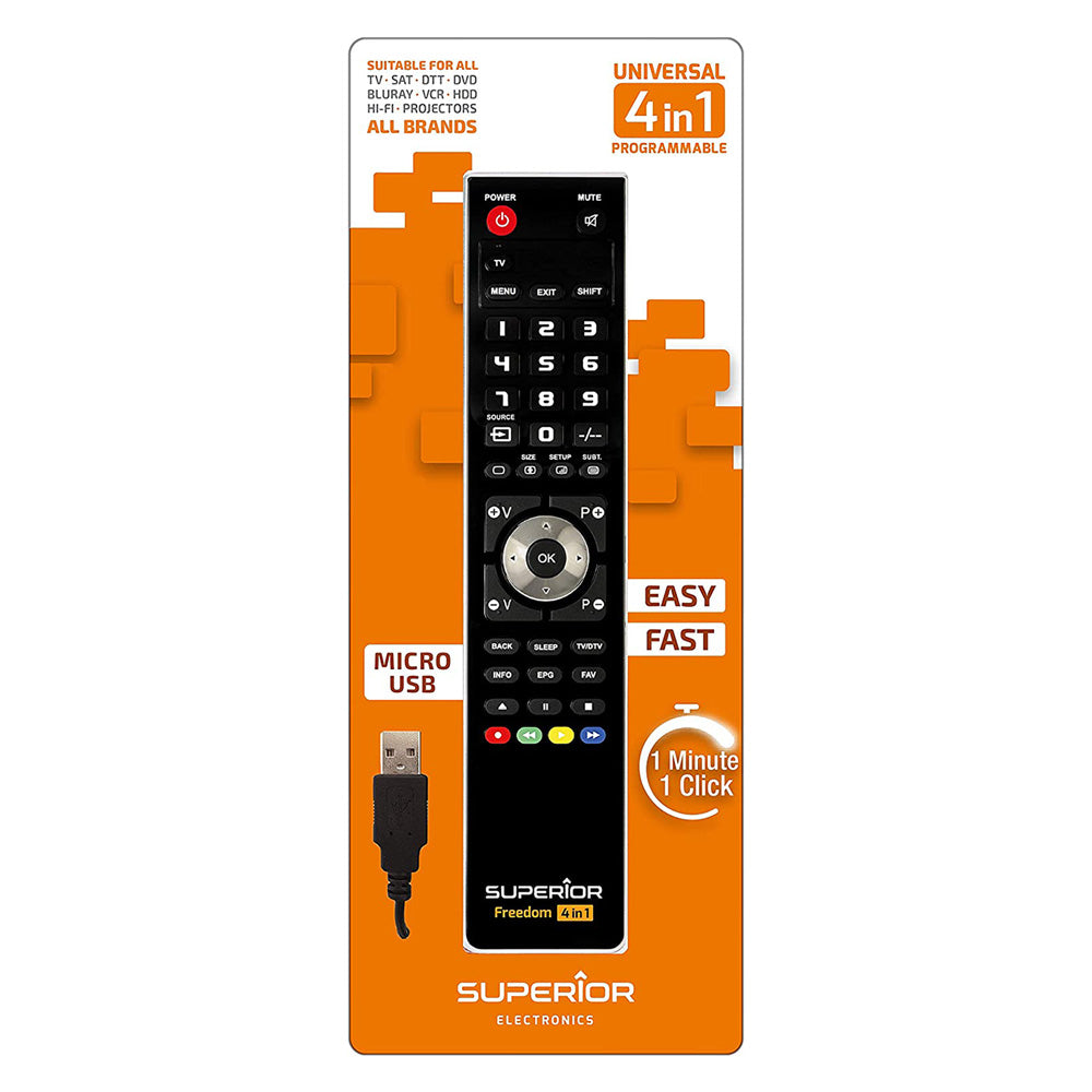 SUPERIOR TELECOMANDO UNIVERSALE USB 'FREEDOM' 4 in 1 controllo 4 dispositivi