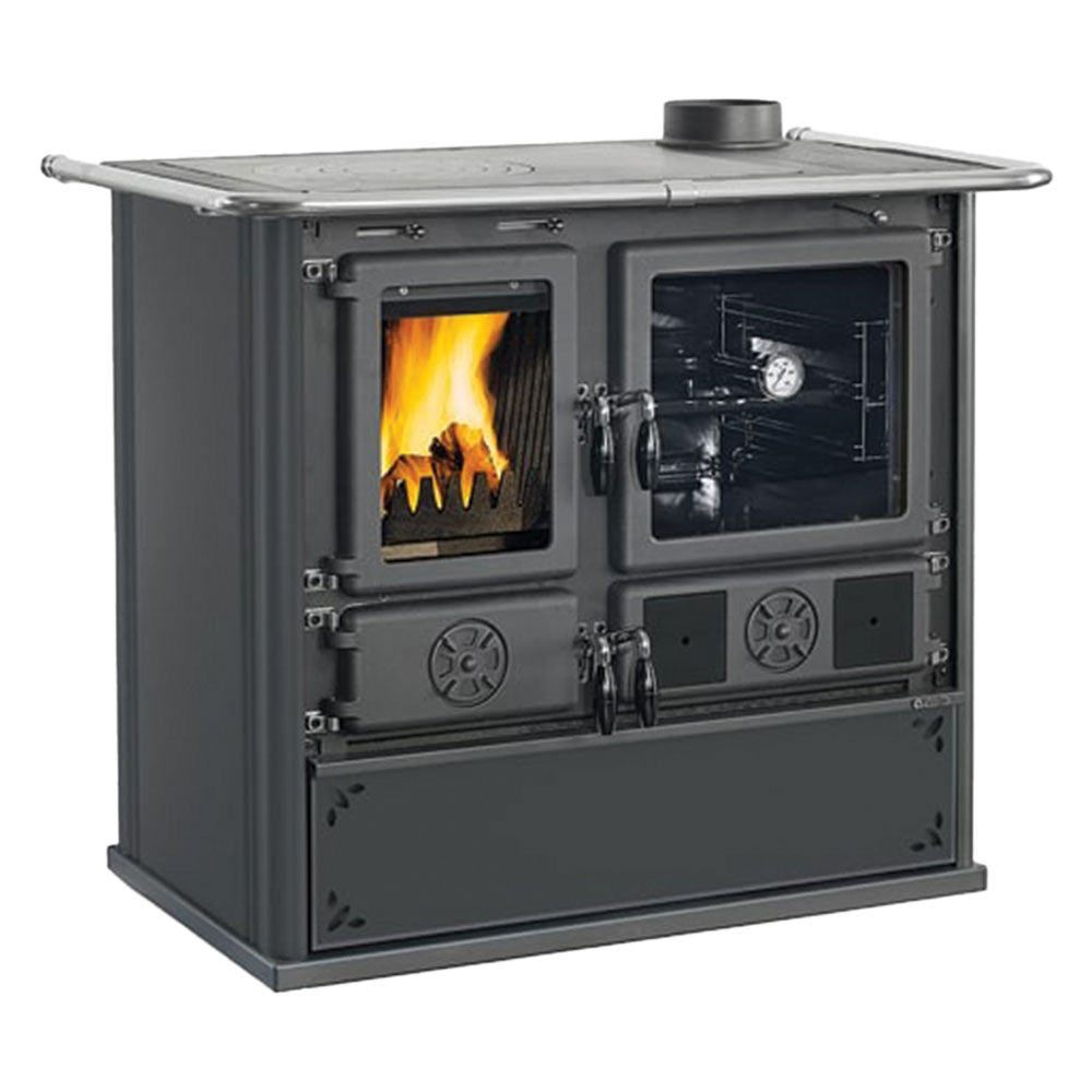 NORDICA EXTRAFLAME CUCINA A LEGNA 'ROSA XXL 5.0 VST STEEL' 11 kW - colore nero antracite