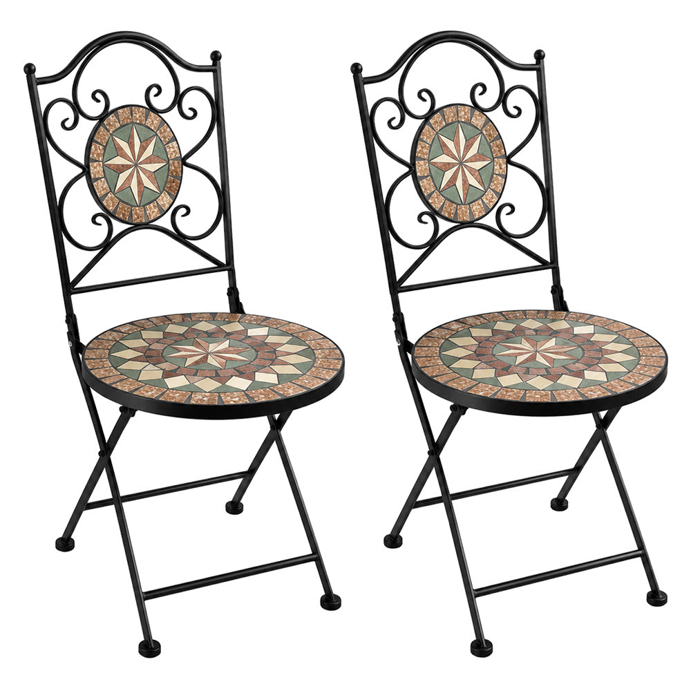 LIF COPPIA SEDIE DECORO MOSAICO 'MORGANA' cm 38 x h.90
