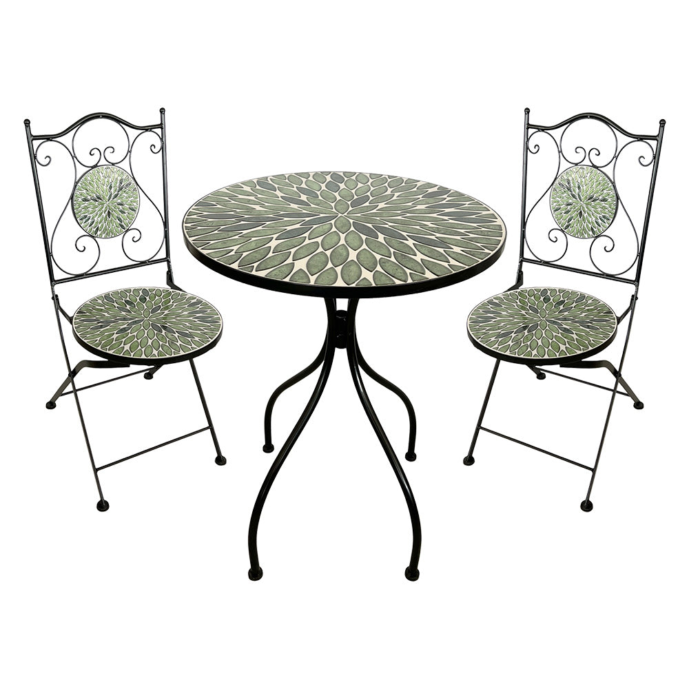 LIF SET TAVOLO MOSAICO DA ESTERNO 'FOGLIARTE' Øcm 60 x h.75 (tavolo) - cm 38 x h. 46-92 (sedie)