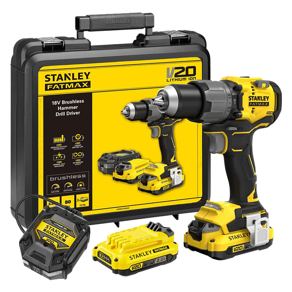 STANLEYFATMAX TRAPANO AVVITATORE A BATTERIA 'SFMCD726D2K-QW' 18V - 2,0 ah Litio