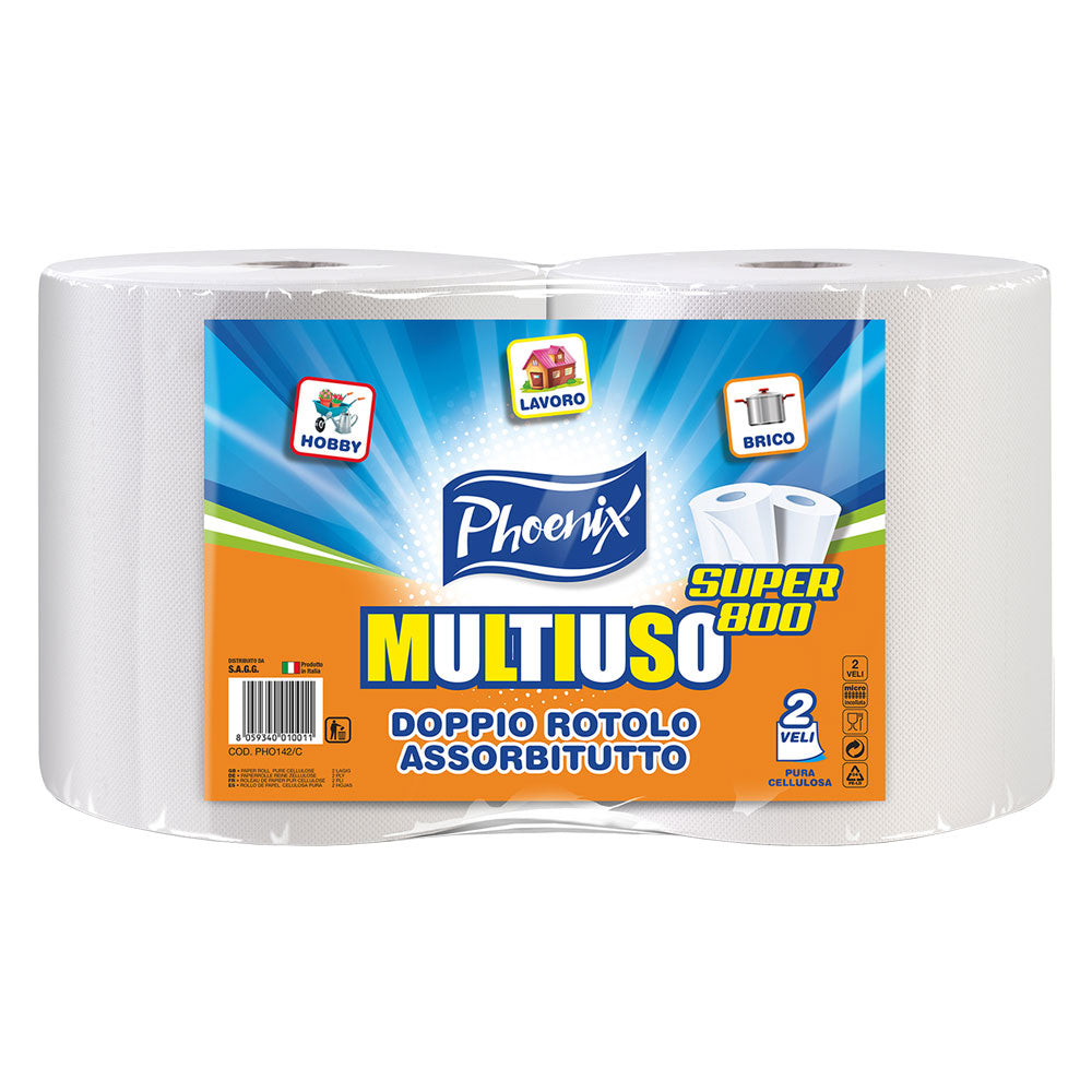 MADE IN ITALY BOBINA CARTA 'PHOENIX MULTIUSO SUPER 800' kg 0,7 a rotolo circa (prezzo singolo rotolo)