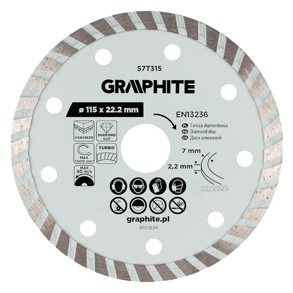GRAPHITE DISCO DIAMANTATO ø 115 mm - foro 22,2 mm