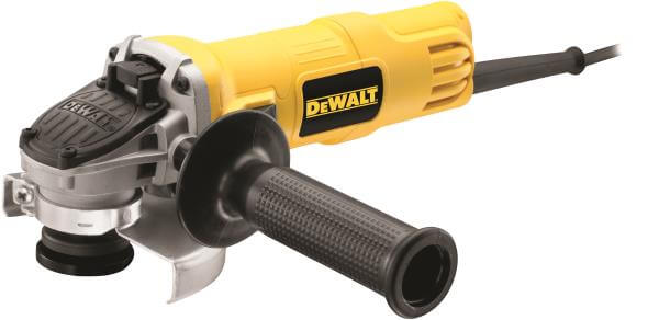 Smerigliatrice angolare DeWALT 115mm 800W con impugnatura laterale e interruttore No-Volt.