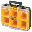 organizer porta minuteria DeWALT con 6 contenitori e coperchio trasparente, robusto e funzionale.