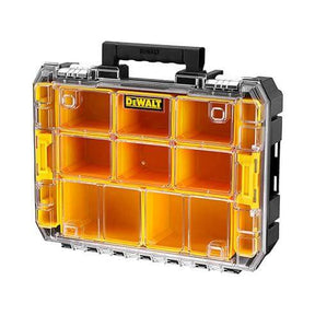 unità porta minuterie DeWALT TSTAK V con coperchio trasparente e interni modulabili.