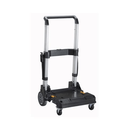 Carrello trasporto DeWALT TSTAK con ruote orientabili e impugnatura regolabile.