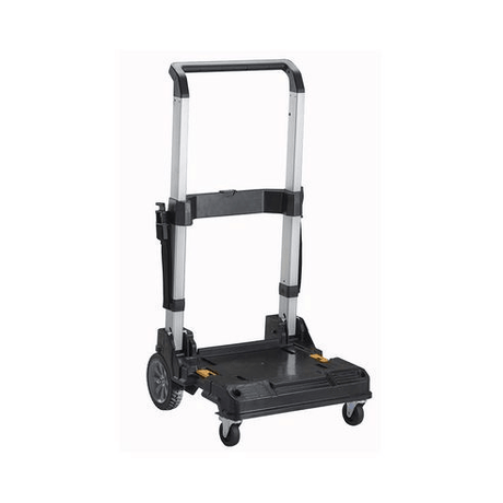 Carrello trasporto DeWALT TSTAK con ruote orientabili e impugnatura regolabile.