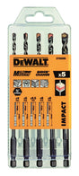 Set 5 Punte Multimateriale Muro-Legno-PVC Attacco esagonale ¼" DeWALT DT60099-QZ