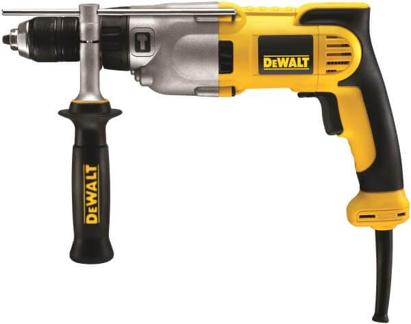 trapano percussione DeWALT 1100W con mandrino autoserrante e impugnatura laterale orientabile.