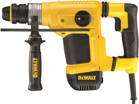 Scalpellatore a L DeWALT 1000W SDS-Plus con impugnatura laterale e design antivibrazioni.