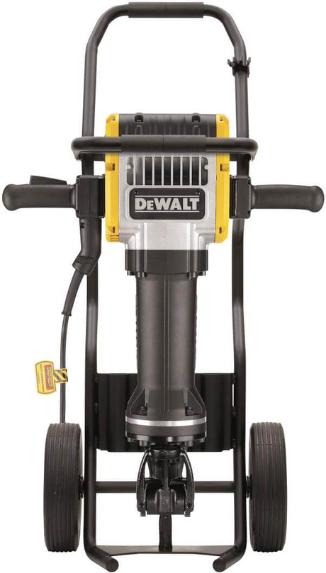 martello demolitore DeWALT 2100W montato su carrello con ruote, design ergonomico e potente.