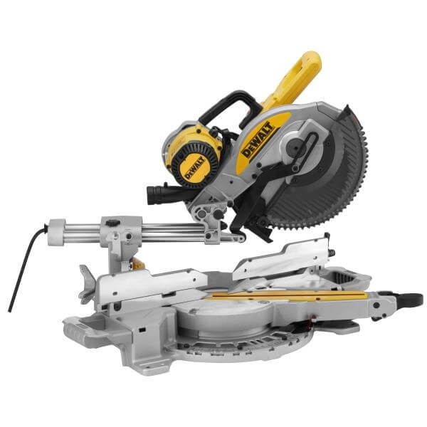 troncatrice radiale DeWALT 1600W, dotata di motore a spazzole e sistema di tracciatura XPS, lama 250/30mm.