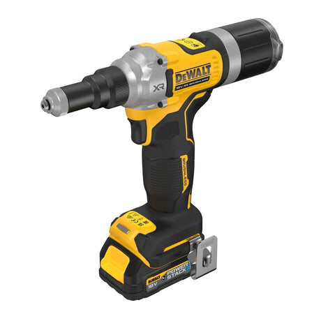 rivettatrice 6.4mm 18V brushless DeWALT con meccanismo a circolazione di sfere e design compatto