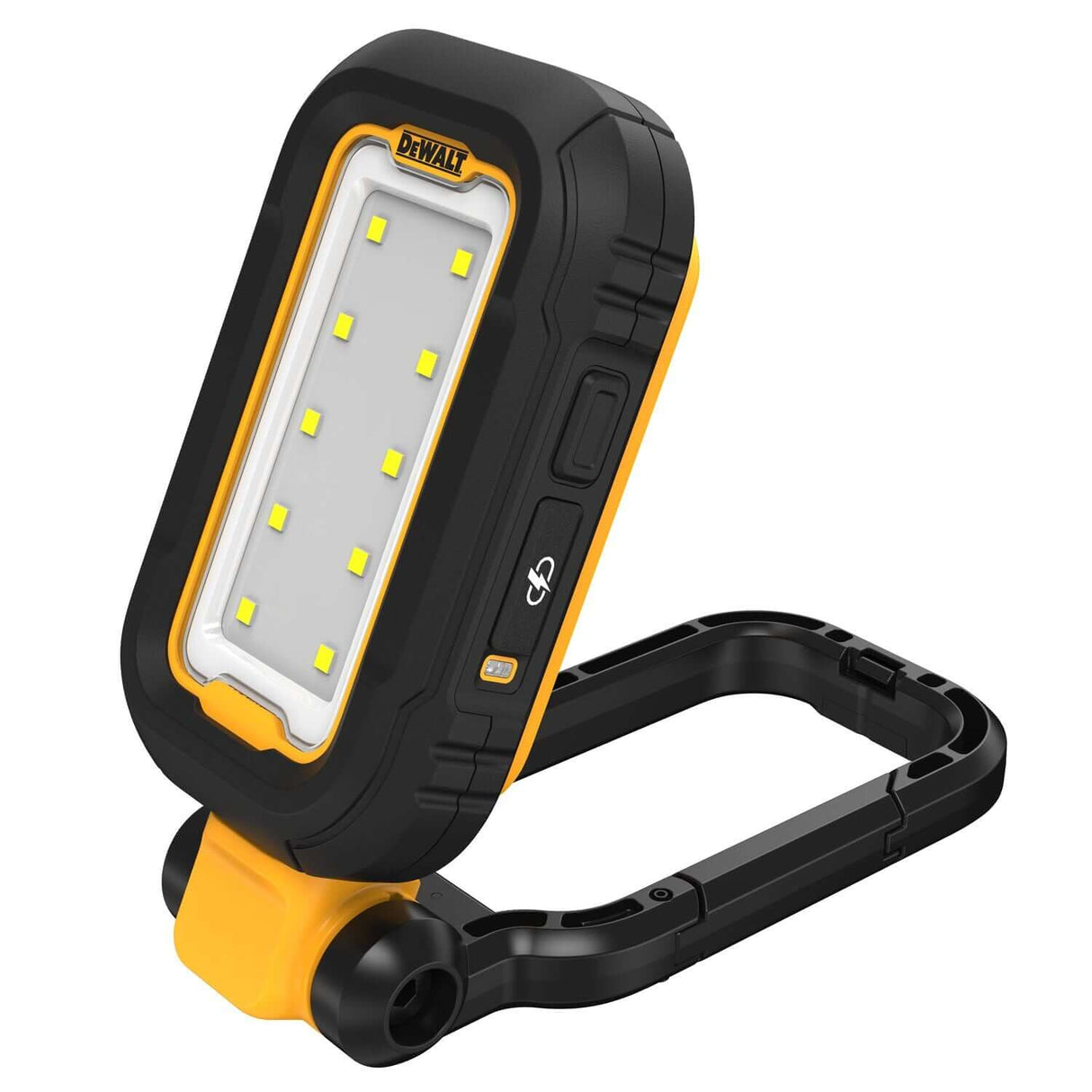 Torcia led usb type c con testa rotante DeWALT, design robusto e funzionale, porta ricarica USB Type-C.