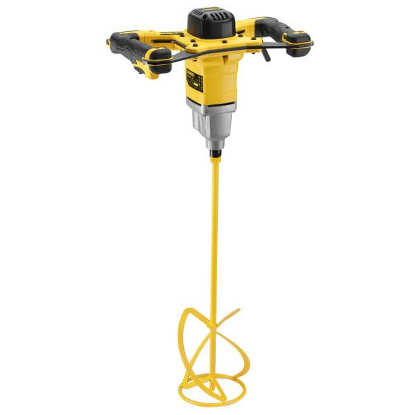 Miscelatore DeWALT 1600W con doppia maniglia e frusta M14, potenza 1600W, 3 velocità da 225 a 725 giri/min.