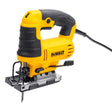 Seghetto alternativo DeWALT 650W con impugnatura a staffa e attacco lama rapido universale.