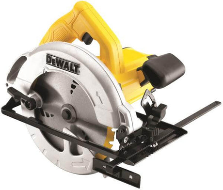 DeWALT DWE560-QS sega circolare 184mm 1350W con lama 24 denti e guida laterale per tagli precisi.