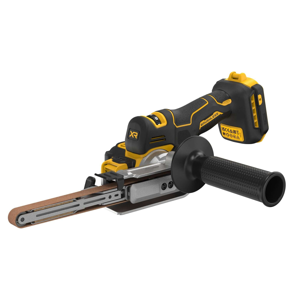 DeWALT DCM200NT-XJ - Levigatrice a nastro 18V brushless 457x13 mm con velocità variabile, adattatore per aspirazione, accessori e valigetta. DeWALT