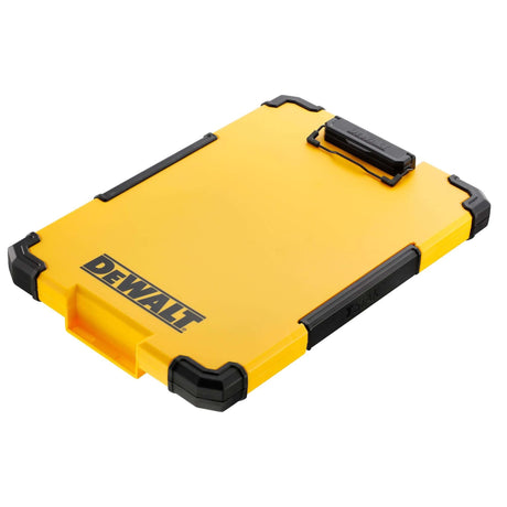 cartella portadocumento TSTAK DeWALT, custodia gialla con clip e paracolpi in gomma.