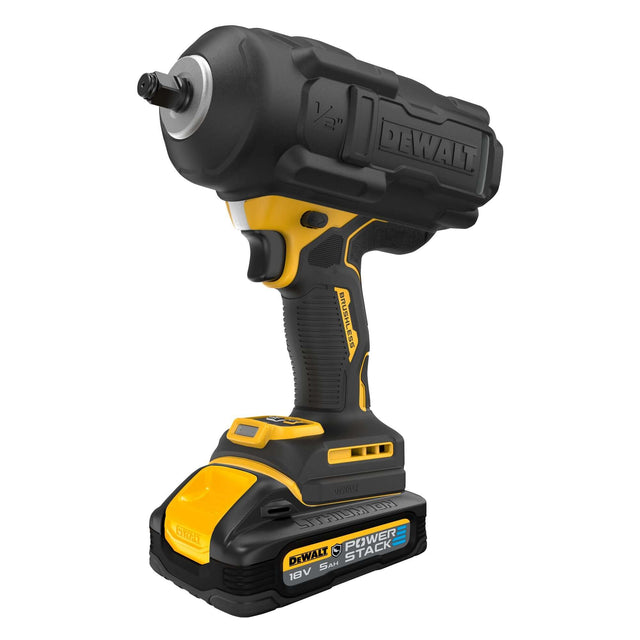 Avvitatore impulsi DeWALT 18V brushless con attacco 1/2” HOG RING e batteria Powerstack 5Ah.