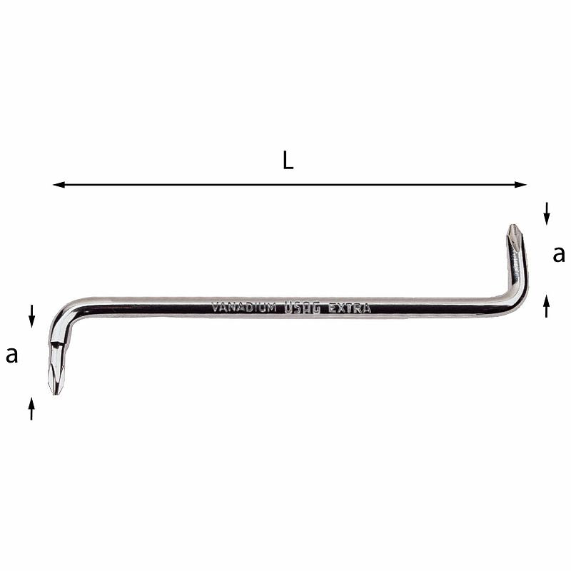 Giravite USAG modello 340 PH 3-4 con punta a croce e misure indicate