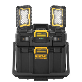 torcia LED DeWALT 4000 lumen in vasca portautensili aperta con torce ruotabili e compatibilità tough system 2.0