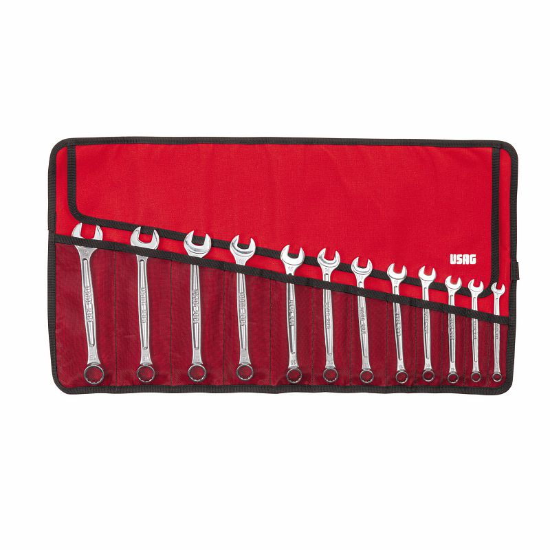 Set di 12 chiavi combinate USAG in una borsa porta attrezzi rossa