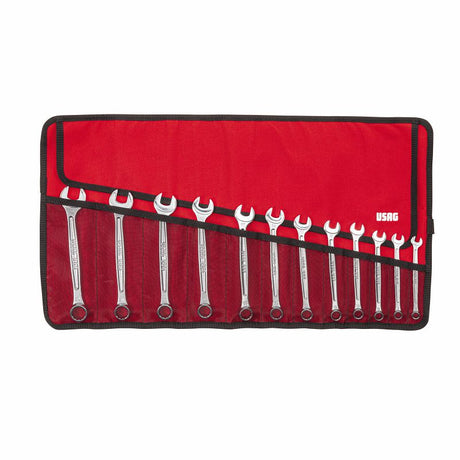 Set di 12 chiavi combinate USAG in una borsa porta attrezzi rossa