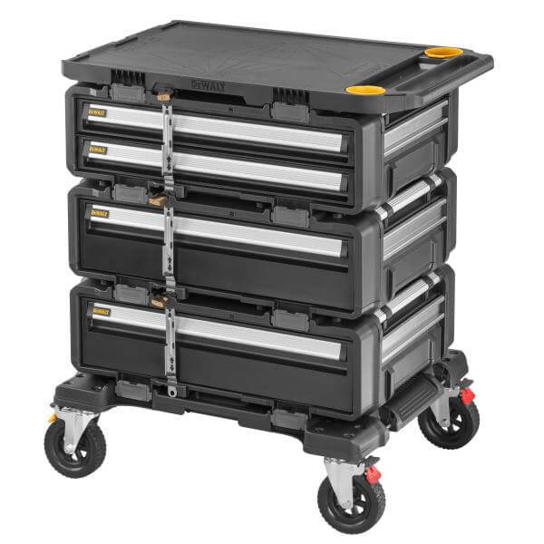 DeWALT Tough System 2.0 DXL 5 in 1, carrello per attrezzi impilabile con ruote, robusto e versatile.