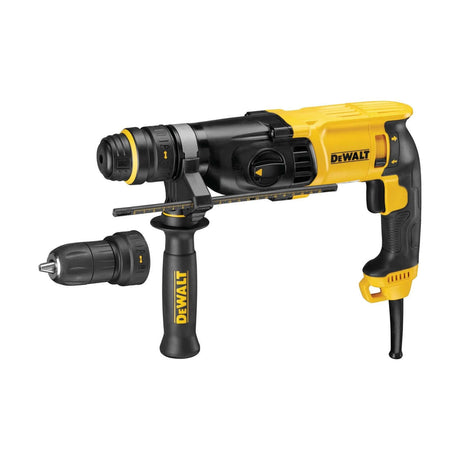 Tassellatore SDS-Plus DeWALT 800W con mandrino attacco rapido e impugnatura antivibrazioni.
