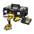 Avvitatore ad impulsi DeWALT 18V con batteria, caricatore e scatola per il trasporto.