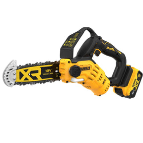 Elettrosega brushless potatura 20 cm DeWALT DCMPS520P1-QW con batteria e caricabatterie, progettata per potature sicure.