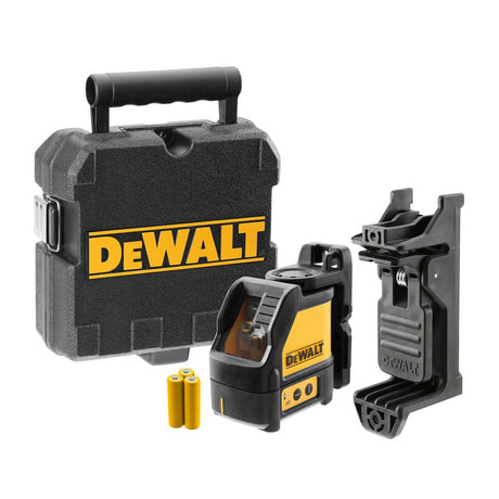 Tracciatore laser DeWALT DW088K-XJ con valigetta e supporto magnetico, dotato di 3 batterie AA.