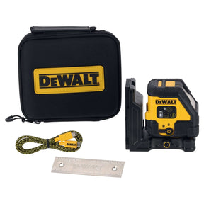 Laser multilinea ricarica USB DeWALT con borsa, supporto e accessori, precisione alta.