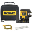 Laser multilinea DeWALT ricarica USB con custodia, cavo e righello, progettato per proiezioni precise.