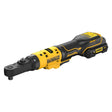 Cricchetto brushless DeWALT 1/4" e 3/8" con motore potente e design ergonomico.