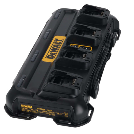 DeWALT DCB1404-QW - Caricabatterie rapido 4 ingressi. Per batterie da 12V, 18V e 54V. Corrente di ricarica 4A. DeWALT